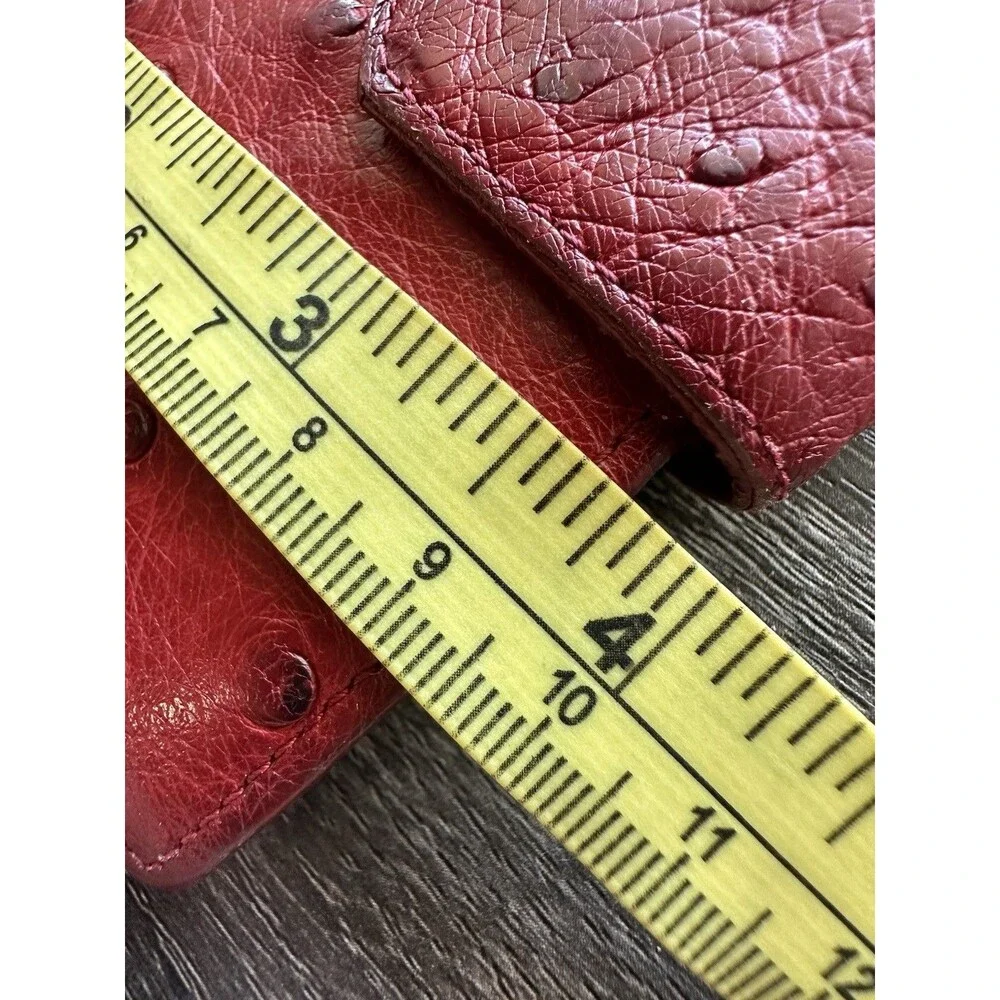 Ostrich Collection Red Genuine Red Ostrich Textured Leather Unisex Wallet